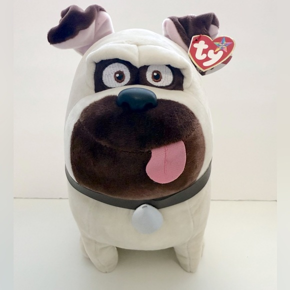 TY Beanie Buddy plush Mel the Pug from The Secret Life of Pets. Cream and Brown - Picture 1 of 10